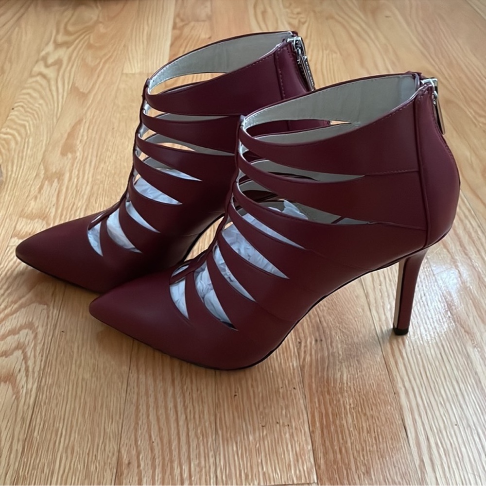 Michael Kors Burgundy Leather Booties, Size 10 - Picture 15 of 16